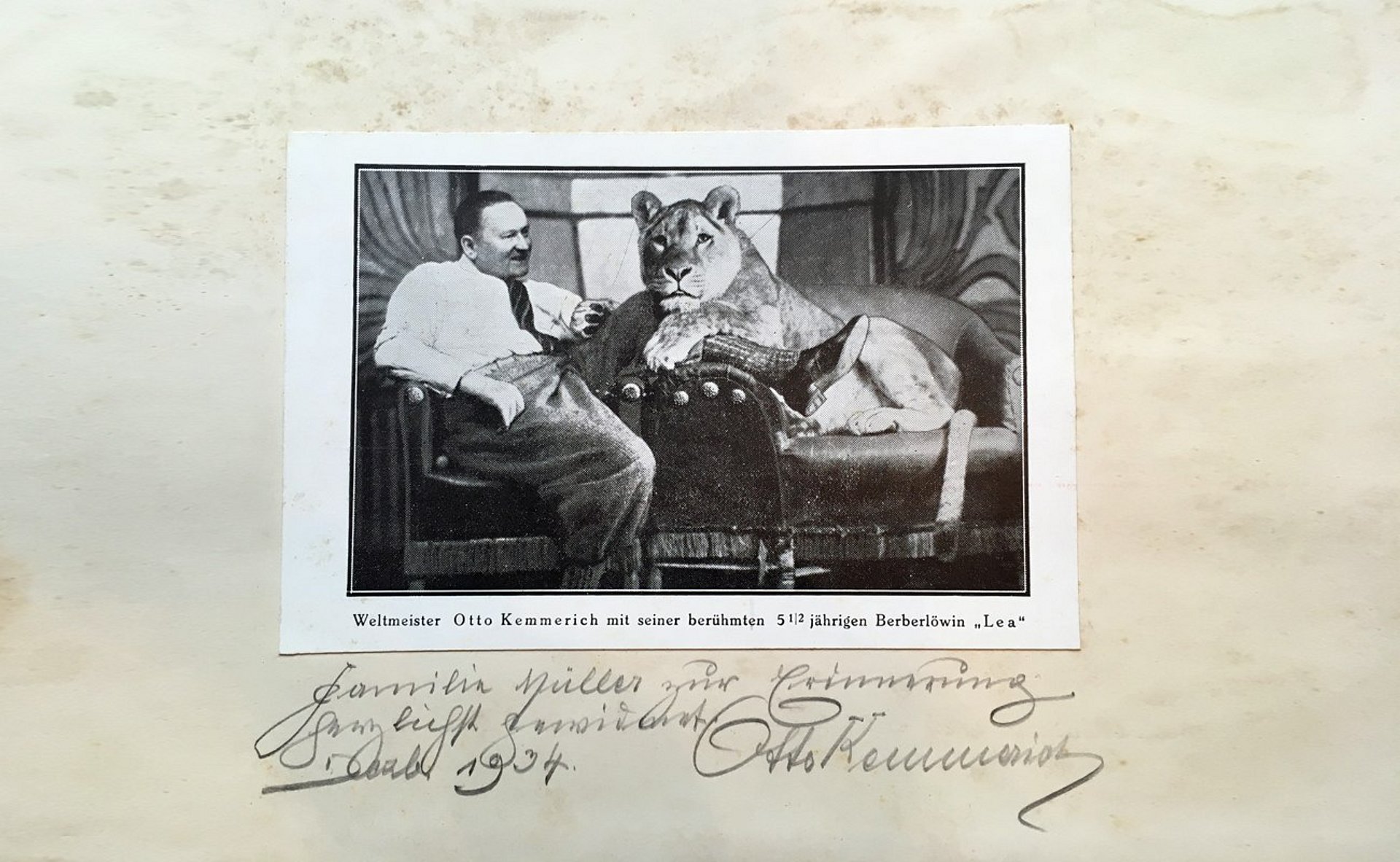 Otto Kemmerich mit Löwe