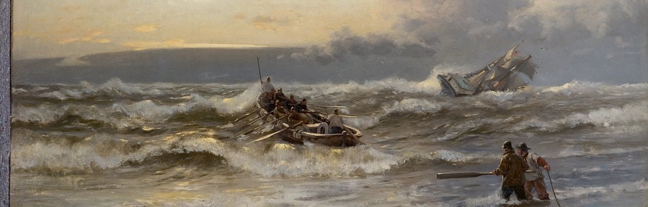 KRÄFTEMESSEN_Heinrich_W _Petersen-Angeln-Ausfahrendes_Rettungsboot-1886-Sammlung_Kunst_der_Westküste-haupt