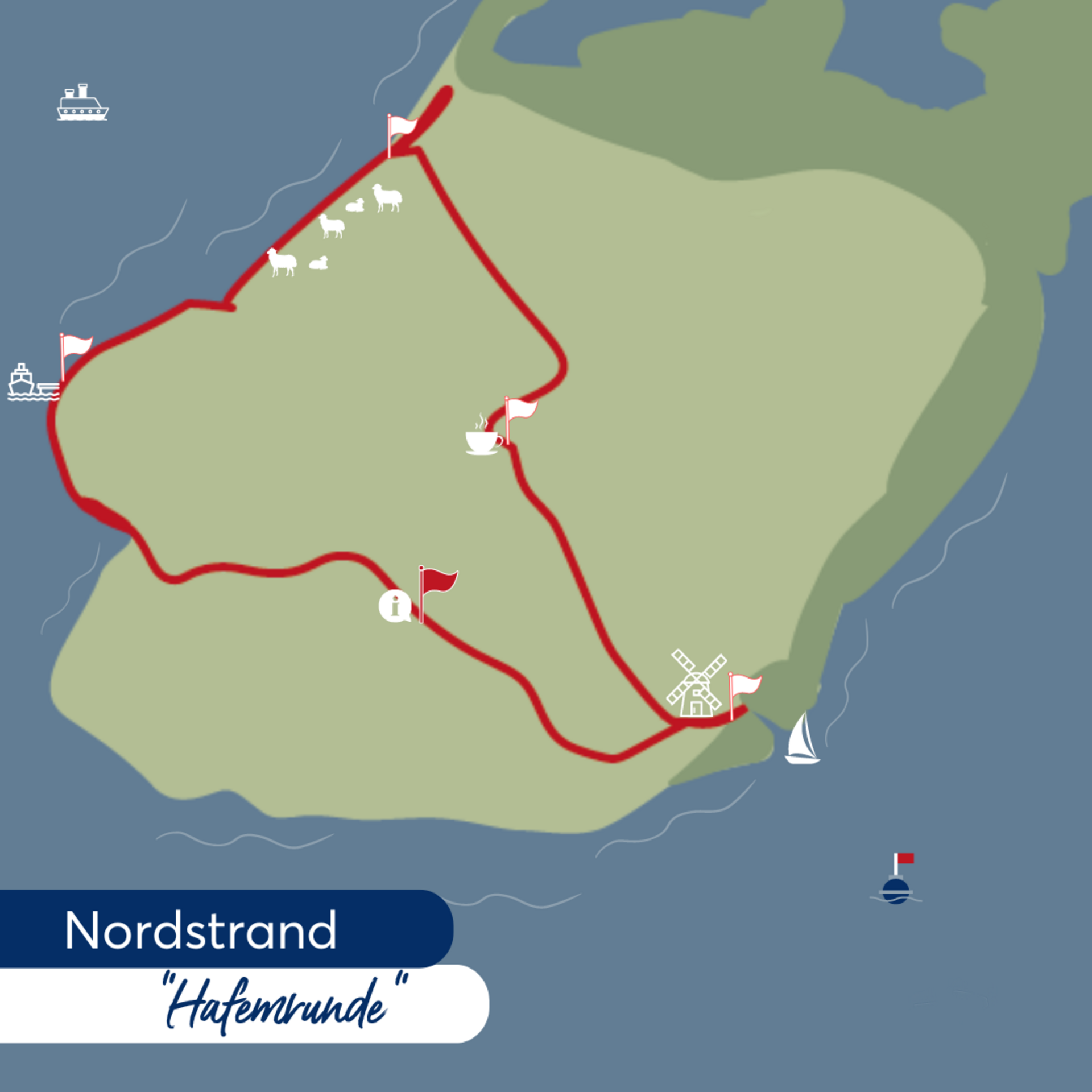 Karte Nordstrand Hafenrunde