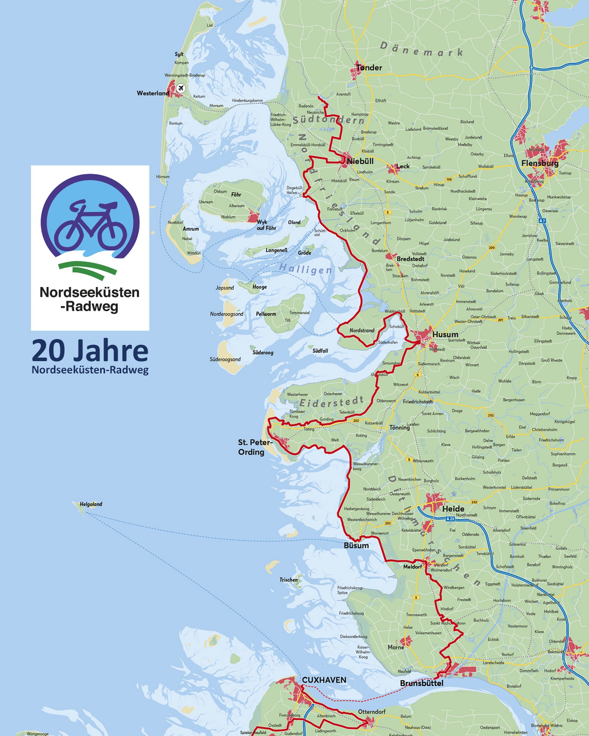 Karte Nordseeküsten Radweg