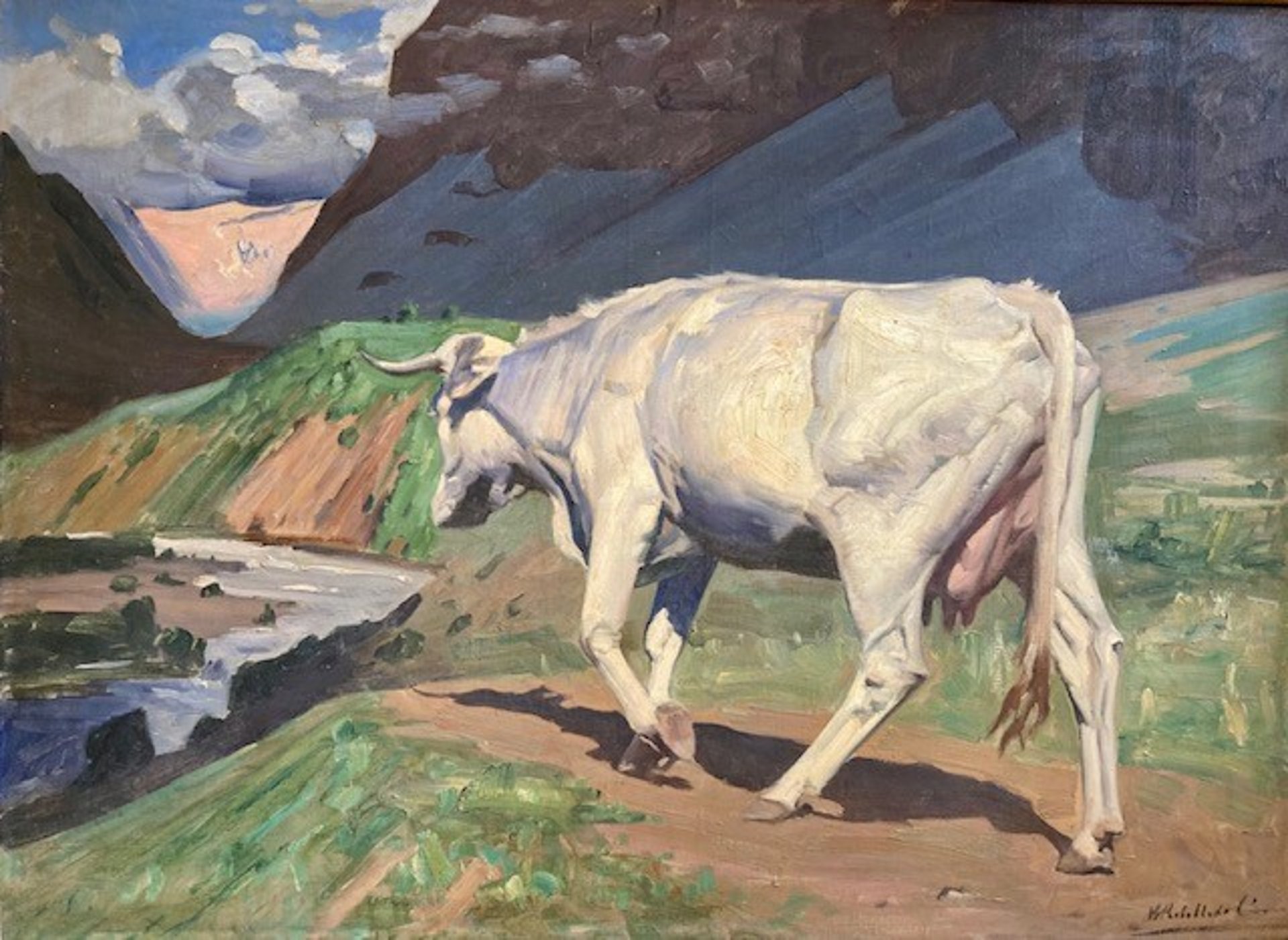 Gemälde einer Weißen Kuh - Sammlung Werkmeister