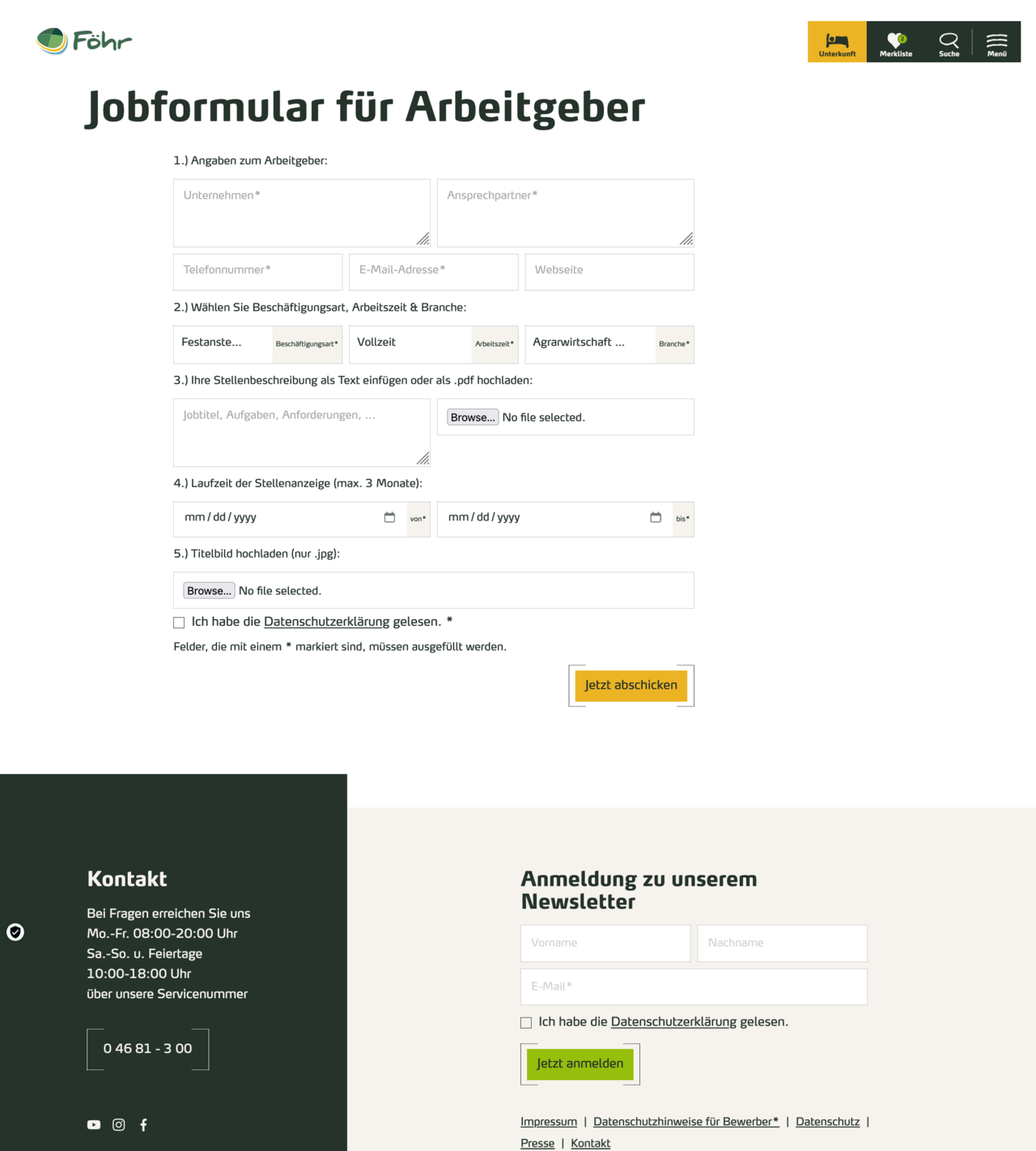 Jobformular von Föhr