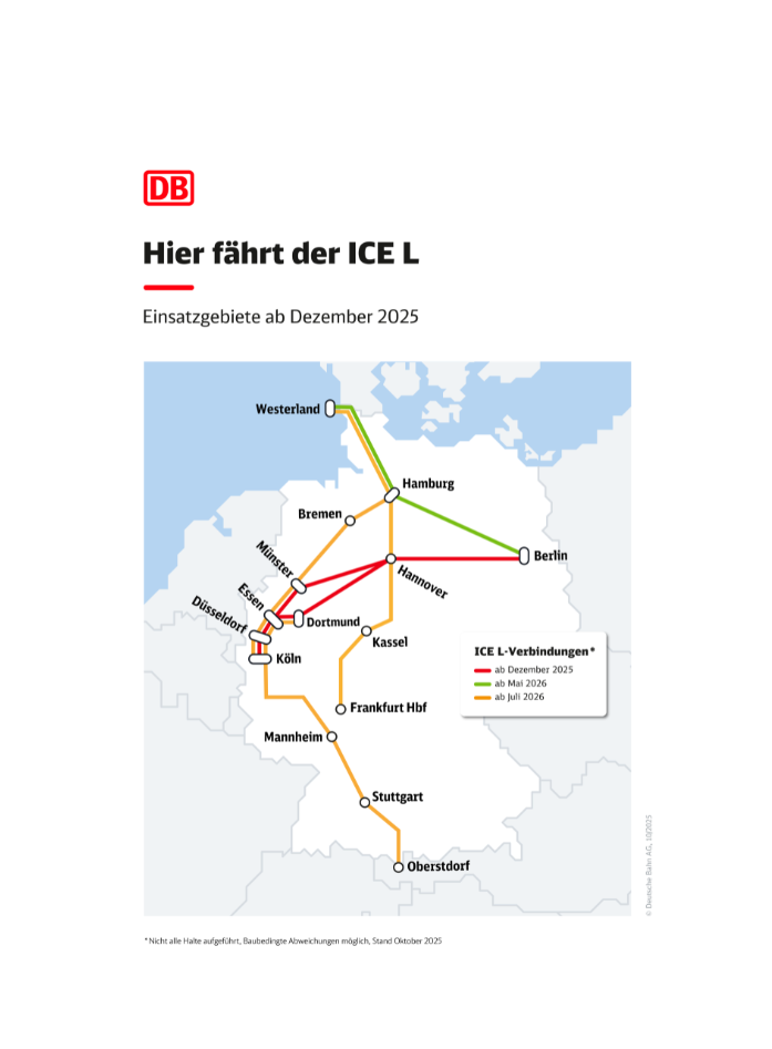 Routen durch Deutschland des ICE L bis nach Westerland