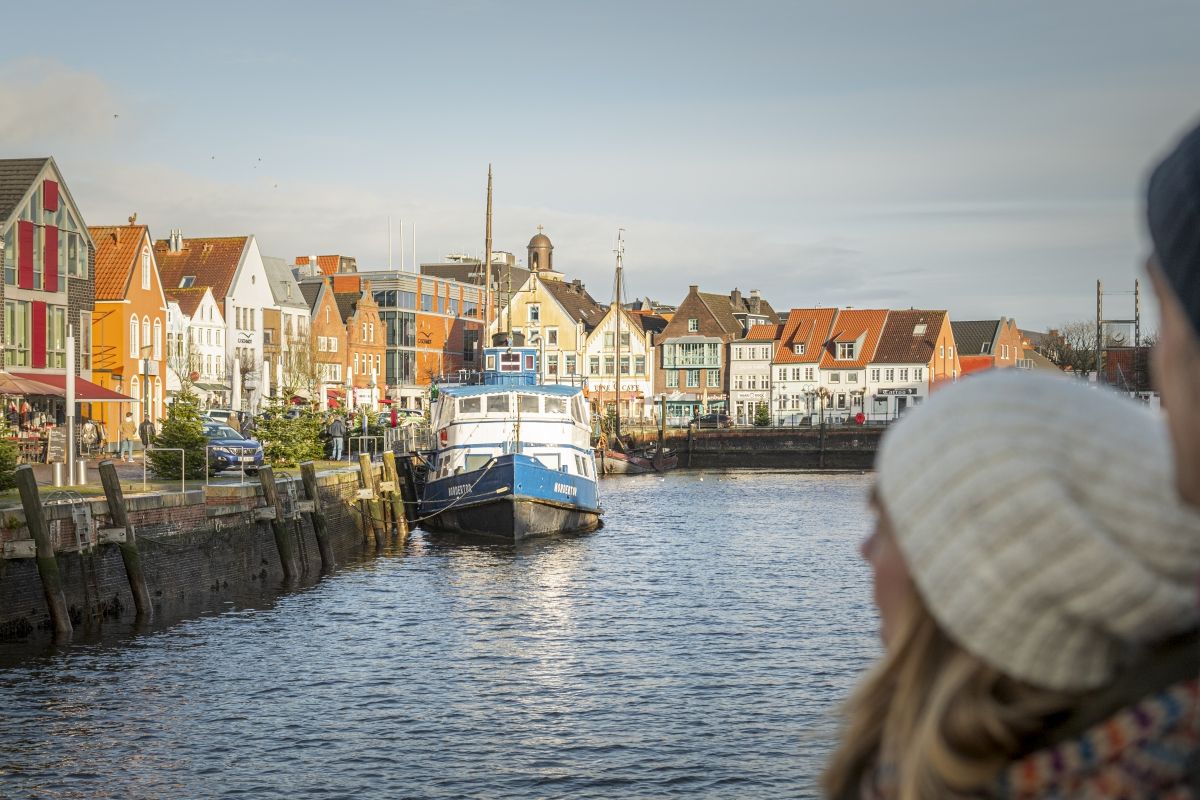 Blick auf den Husumer Hafen Winter