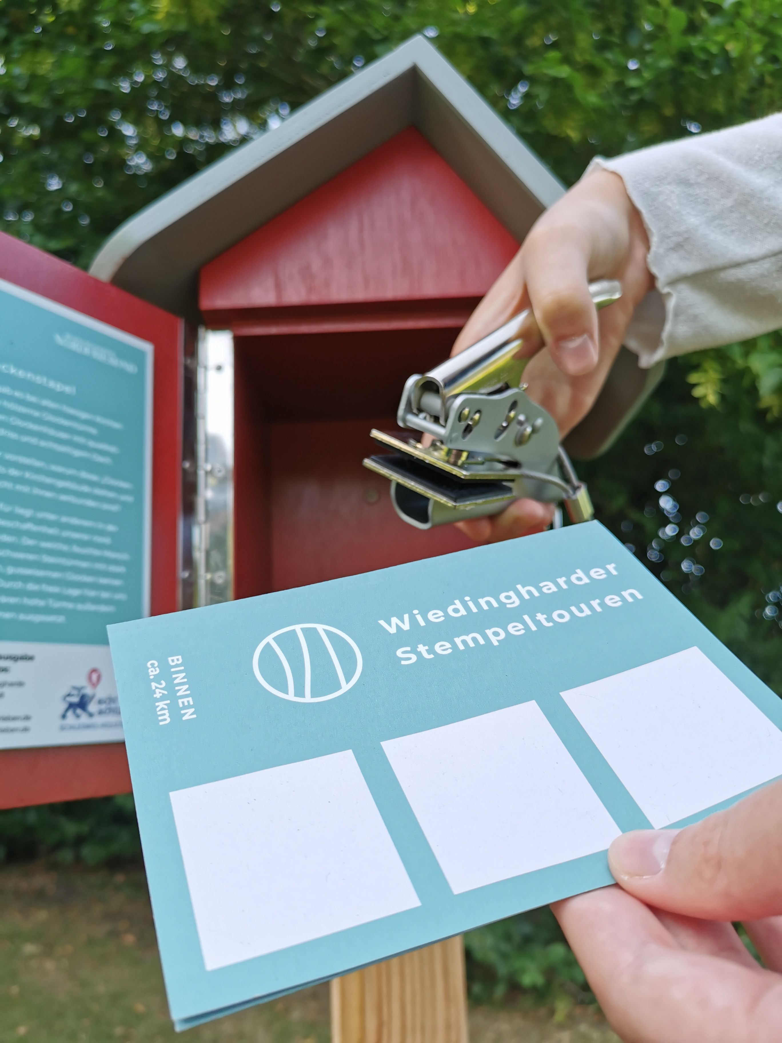 Blick auf die leere Stempelkarte der Wiedingharder Stempeltour. Foto: Infozentrum Wiedingharde 