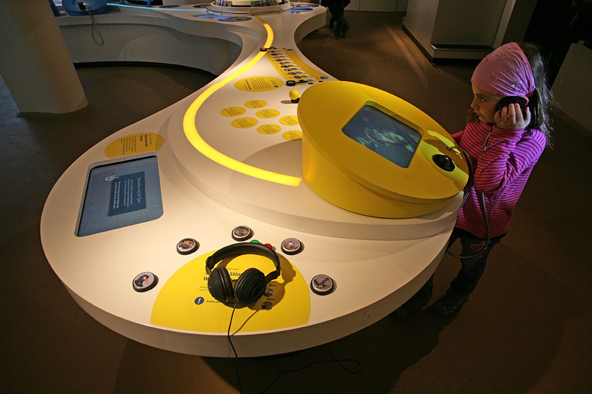 Interaktiver Tisch in der Ausstellung im Nationalparkhaus St Peter-Ording