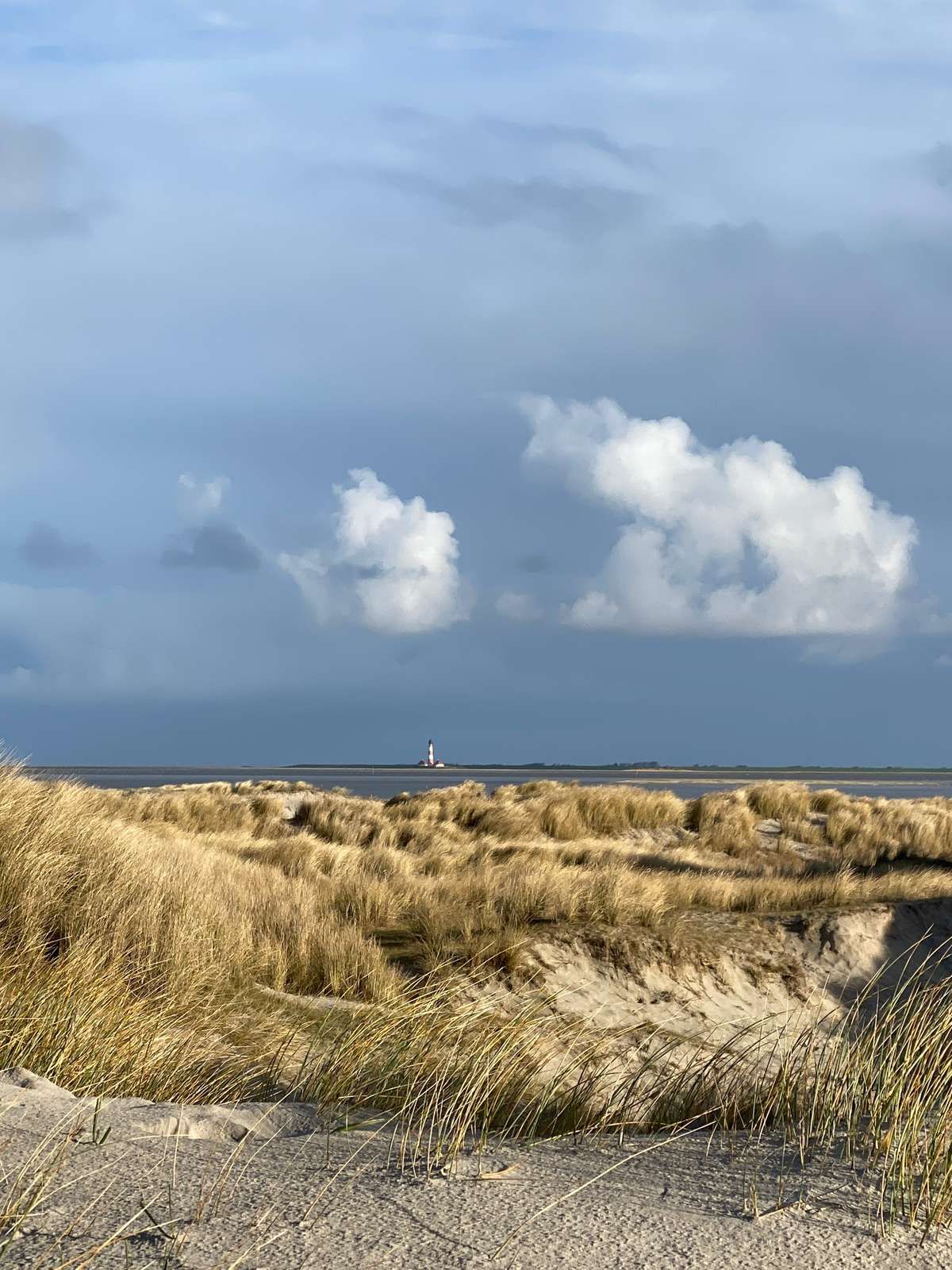 Blick über die Dünen zum Westerhever Leuchtturm