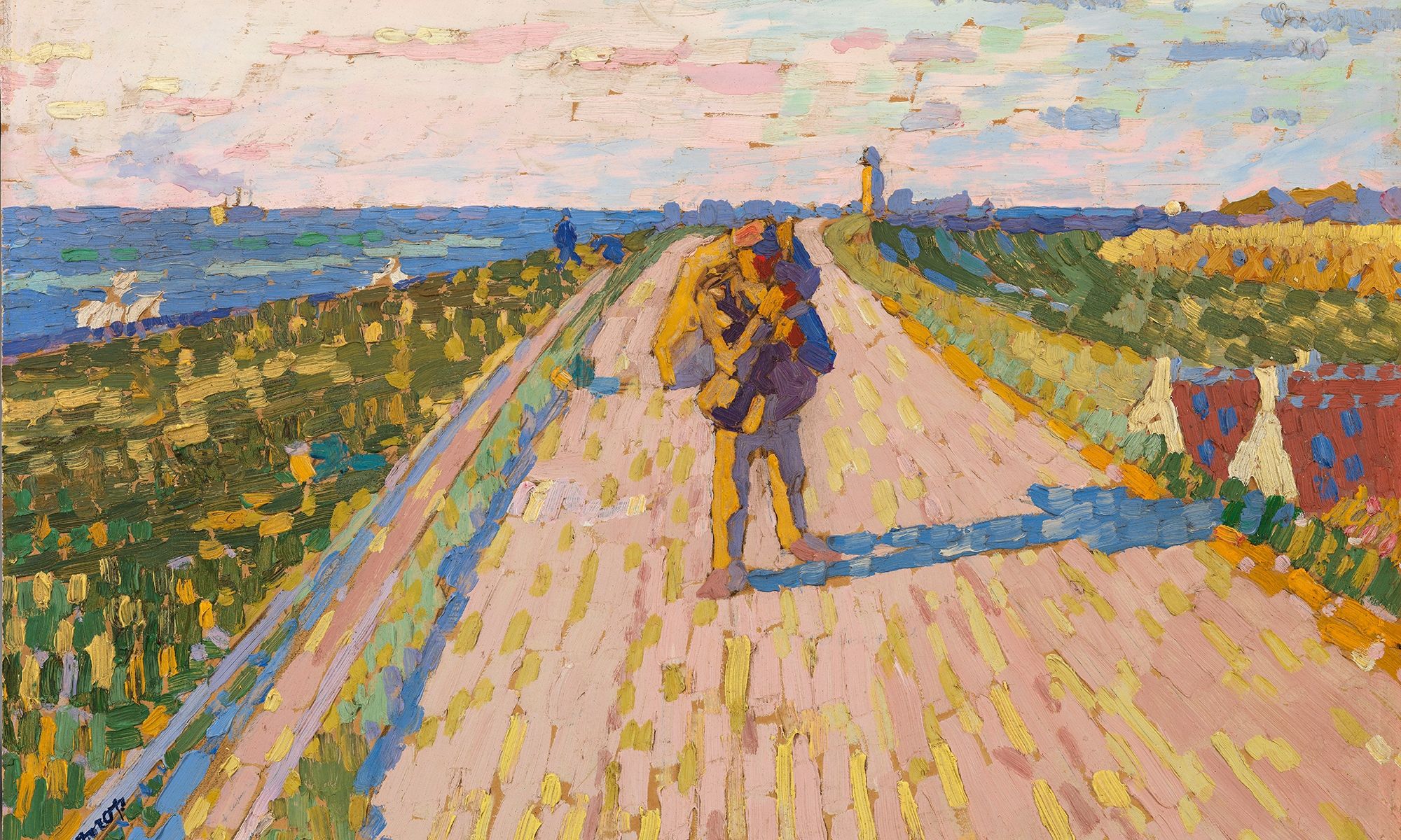 Auf einem Ölgemälde (Deichweg bei Westkapelle) von Jan Toorop, ist ein Wanderer zu sehen der auf der "alten" Föhrer Promenade vom Leuchturm aus Richtung Wyk geht. - Foto: 