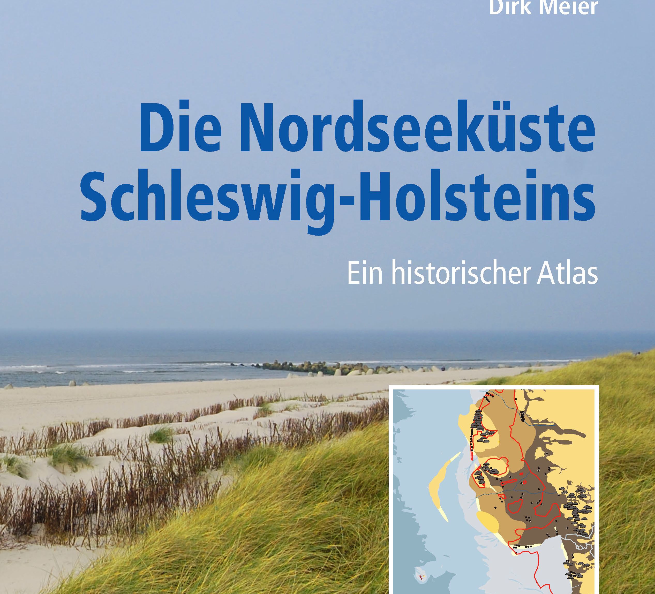 Buchcover "DIe Nordseeküste Schleswig-Holsteins" mit Foto, wo man auf das Meer hinausblickt