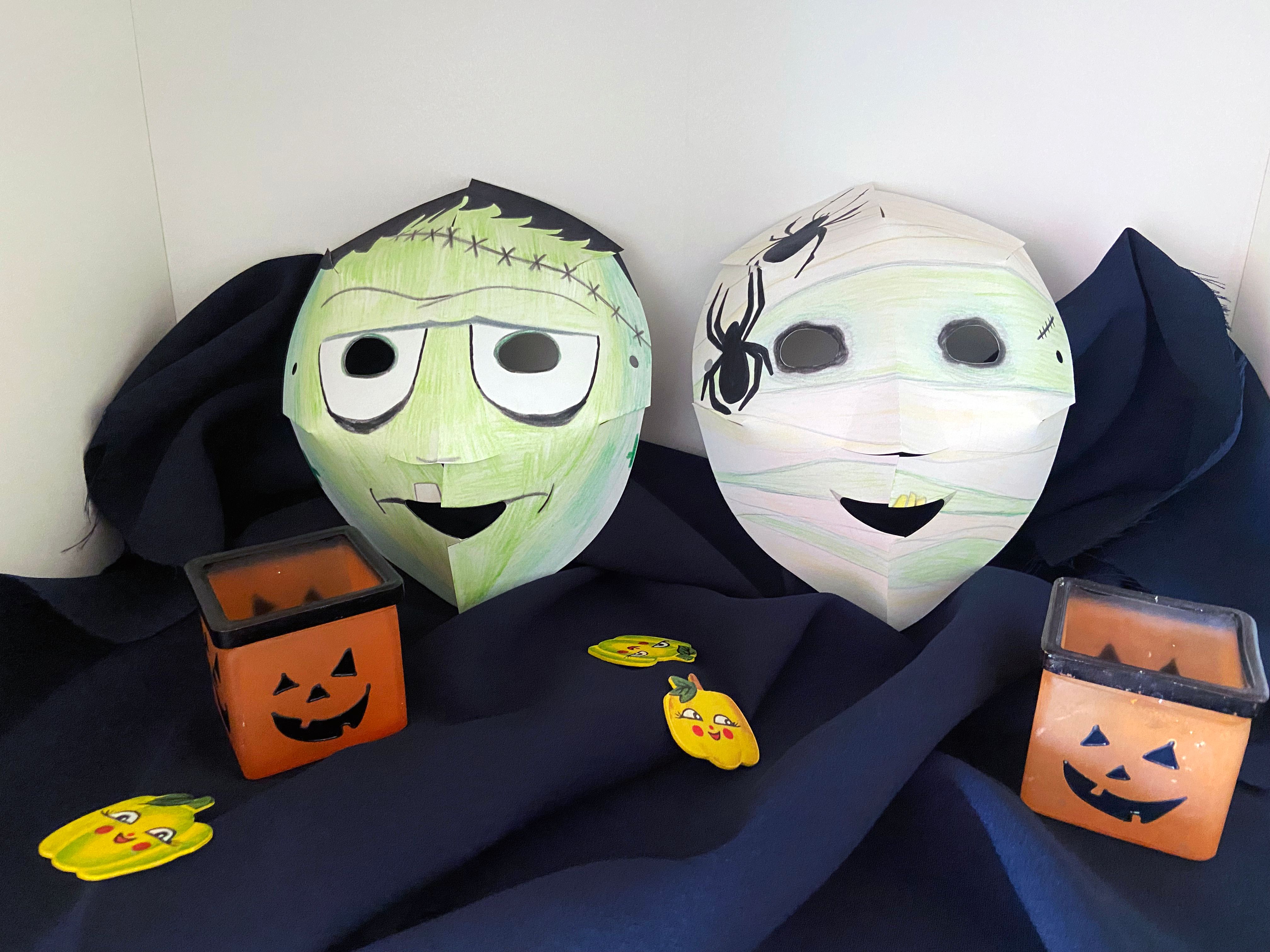 Selbstgemachte Hallowenmasken und Lichter. Foto: Föhr Tourismus GmbH | Maike Jensen